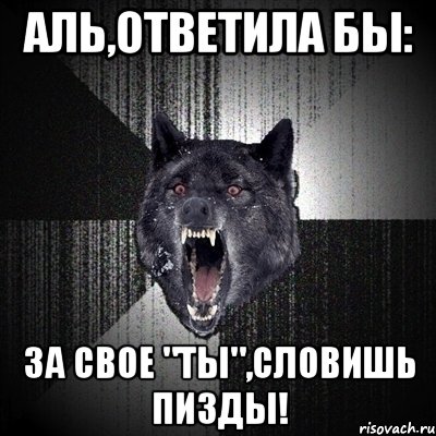 Аль,ответила бы: За свое "ты",словишь пизды!, Мем Сумасшедший волк