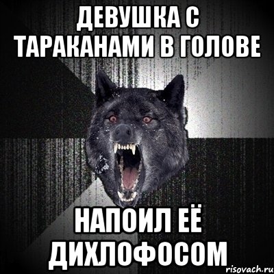 Девушка с тараканами в голове Напоил её дихлофосом, Мем Сумасшедший волк