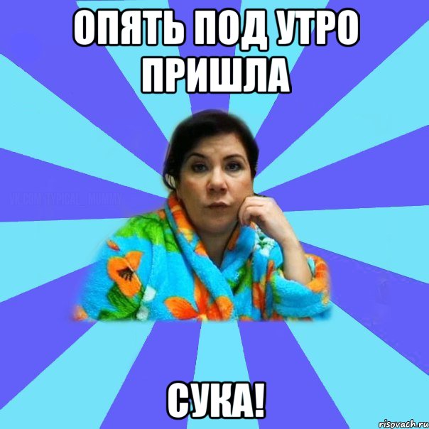 ОПЯТЬ ПОД УТРО ПРИШЛА СУКА!, Мем типичная мама