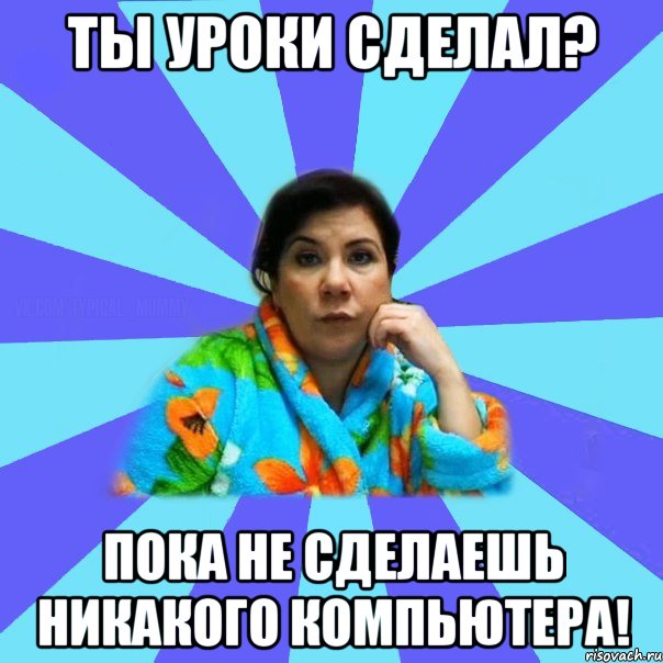 Ты уроки сделал? Пока не сделаешь никакого компьютера!, Мем типичная мама