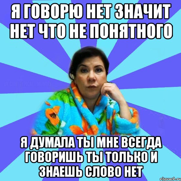 Я говорю нет значит нет что не понятного Я думала ты мне всегда говоришь ты только и знаешь слово нет, Мем типичная мама