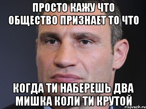 просто кажу что общество признает то что когда ти наберешь два мишка коли ти крутой, Мем Типичный Кличко