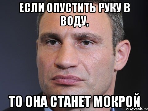 Если опустить руку в воду, То она станет мокрой, Мем Типичный Кличко