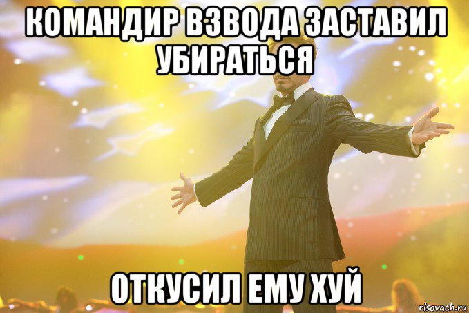 командир взвода заставил убираться откусил ему хуй, Мем Тони Старк (Роберт Дауни младший)