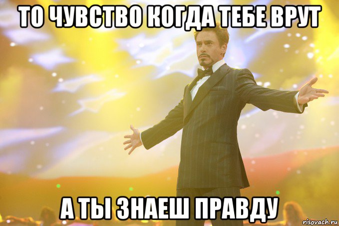 То чувство когда тебе врут А ты знаеш правду, Мем Тони Старк (Роберт Дауни младший)