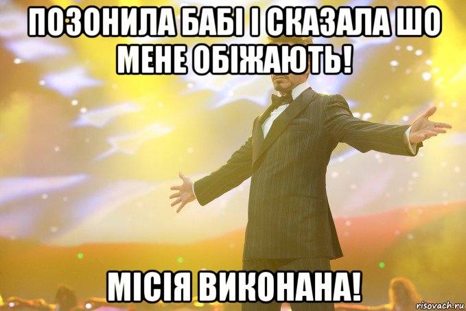 Позонила бабі і сказала шо мене обіжають! Місія виконана!, Мем Тони Старк (Роберт Дауни младший)