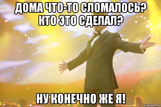 Дома что-то сломалось? Кто это сделал? Ну конечно же Я!, Мем Тони Старк (Роберт Дауни младший)