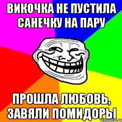 Викочка не пустила Санечку на пару Прошла любовь, завяли помидоры, Мем Тролль Адвайс