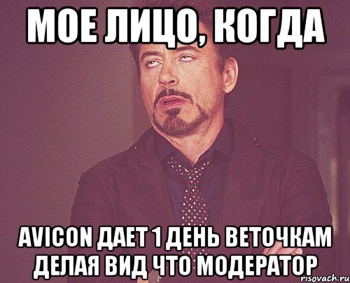 Мое лицо, когда Avicon дает 1 день веточкам делая вид что модератор, Мем твое выражение лица