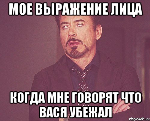 Мое выражение лица Когда мне говорят что Вася убежал, Мем твое выражение лица