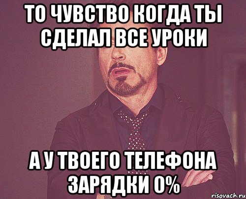 То чувство когда ты сделал все уроки А у твоего телефона зарядки 0%, Мем твое выражение лица