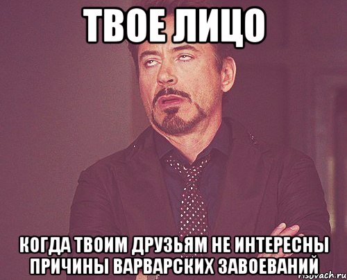 Твое лицо когда твоим друзьям не интересны причины варварских завоеваний, Мем твое выражение лица