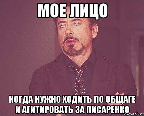 Мое лицо Когда нужно ходить по общаге и агитировать за писаренко, Мем твое выражение лица