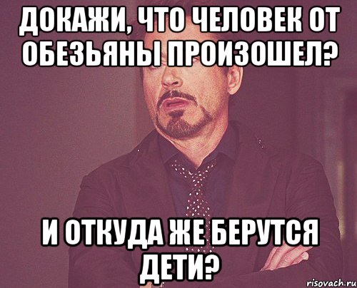 Докажи, что человек от обезьяны произошел? И откуда же берутся дети?, Мем твое выражение лица