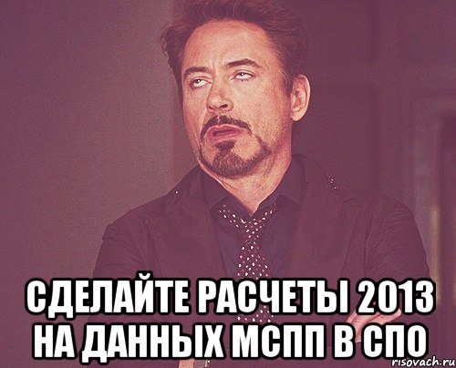  Сделайте расчеты 2013 на данных МСПП в СПО, Мем твое выражение лица