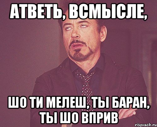 Атветь, Всмысле, шо ти мелеш, ты баран, ты шо вприв, Мем твое выражение лица