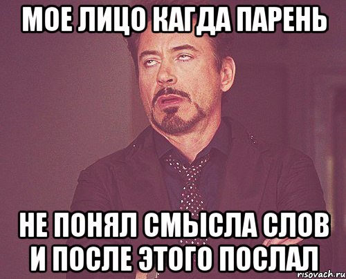 Мое лицо кагда парень не понял смысла слов и после этого послал, Мем твое выражение лица