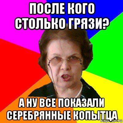 После кого столько грязи? А ну все показали серебрянные копытца, Мем Типичная училка