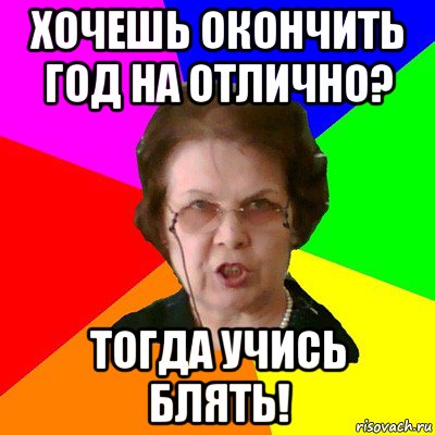 хочешь окончить год на отлично? ТОГДА УЧИСЬ БЛЯТЬ!, Мем Типичная училка