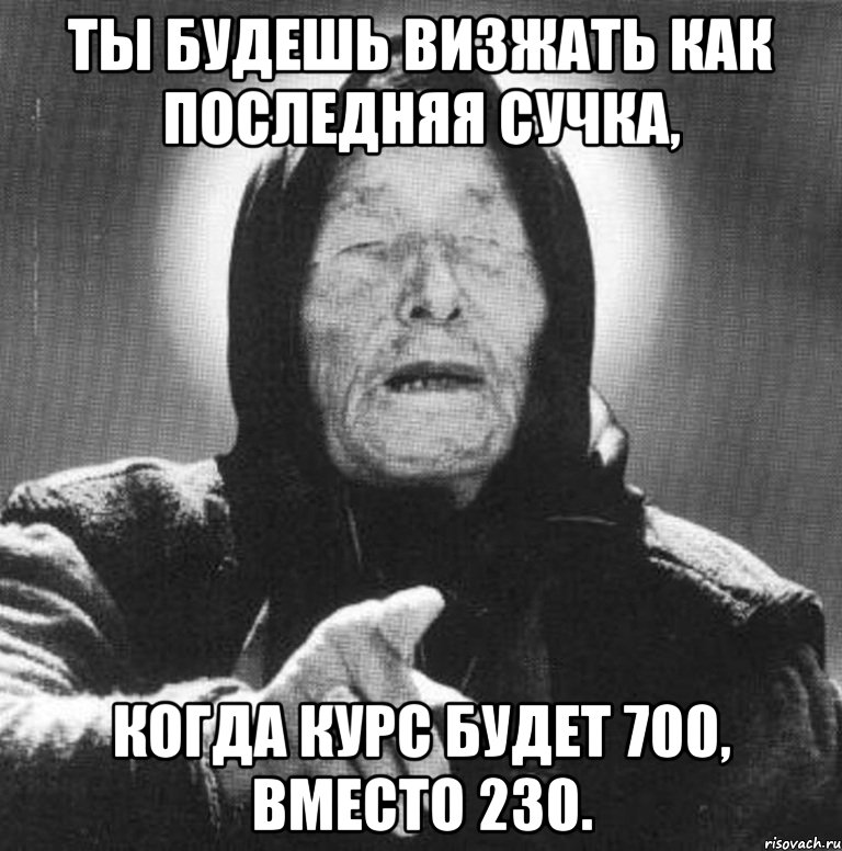 Ты будешь визжать как последняя сучка, когда курс будет 700, вместо 230., Мем Ванга