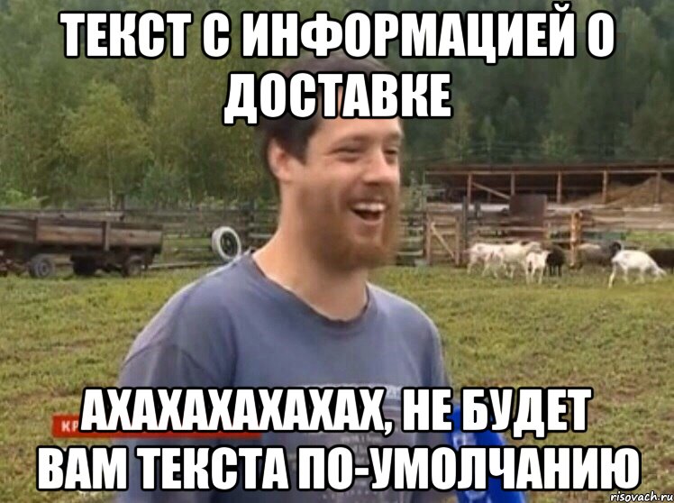 текст с информацией о доставке ахахахахахах, не будет вам текста по-умолчанию