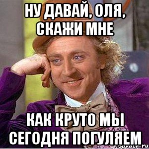 Ну давай, Оля, скажи мне Как круто мы сегодня погуляем, Мем Ну давай расскажи (Вилли Вонка)