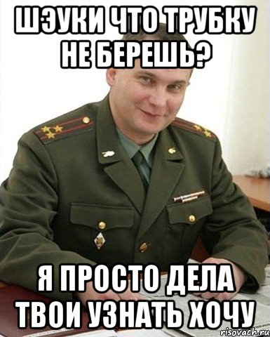 шэуки что трубку не берешь? я просто дела твои узнать хочу, Мем Военком (полковник)