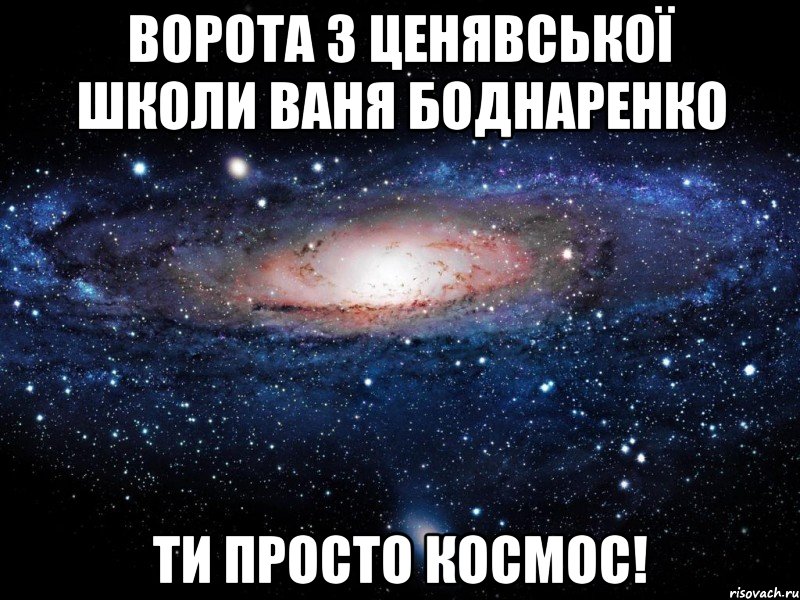 ворота з ценявської школи Ваня Боднаренко ти просто космос!, Мем Вселенная