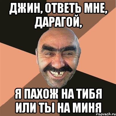 Джин, ответь мне, дарагой, Я пахож на тибя или ты на миня, Мем Я твой дом труба шатал