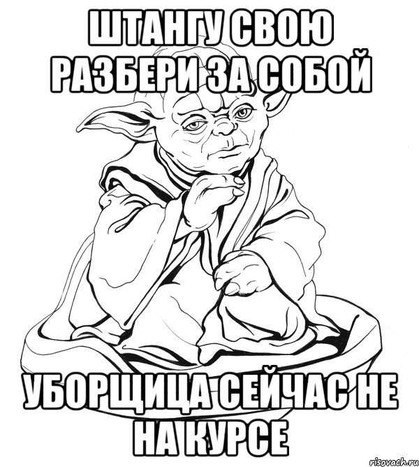 Штангу свою разбери за собой уборщица сейчас не на курсе, Мем Мастер Йода