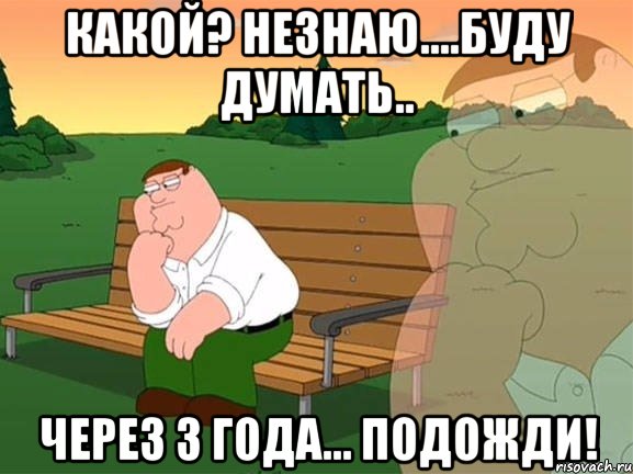 Какой? Незнаю....Буду думать.. через 3 года... подожди!, Мем Задумчивый Гриффин