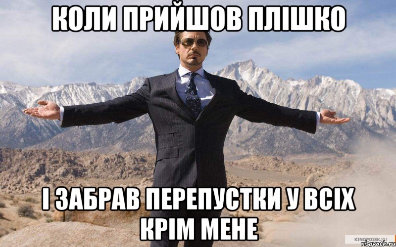 Коли прийшов Плішко і забрав перепустки у всіх крім мене, Мем железный человек