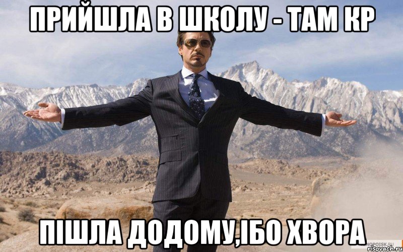 ПРИЙШЛА В ШКОЛУ - ТАМ КР ПІШЛА ДОДОМУ,ІБО ХВОРА, Мем железный человек