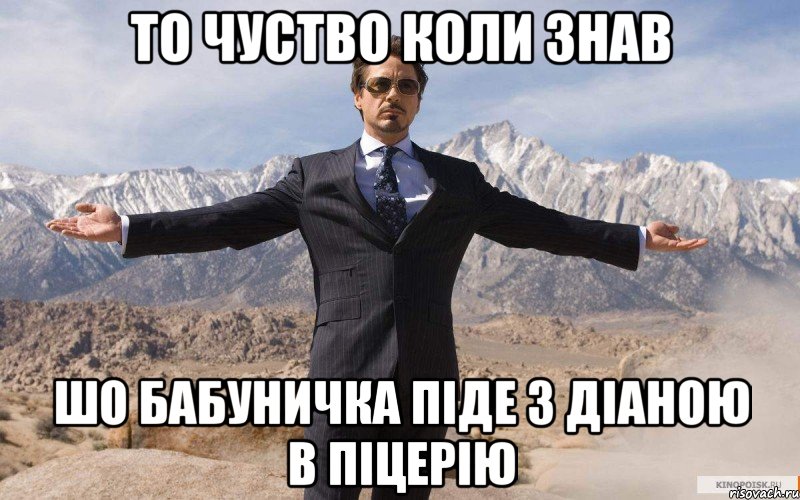 то чуство коли знав шо бабуничка піде з діаною в піцерію, Мем железный человек