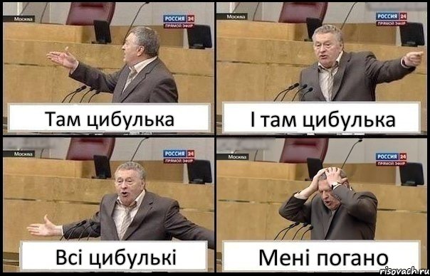 Там цибулька І там цибулька Всі цибулькі Мені погано, Комикс Жирик в шоке хватается за голову