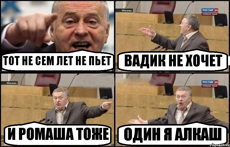 ТОТ НЕ СЕМ ЛЕТ НЕ ПЬЕТ ВАДИК НЕ ХОЧЕТ И РОМАША ТОЖЕ ОДИН Я АЛКАШ, Комикс Жириновский