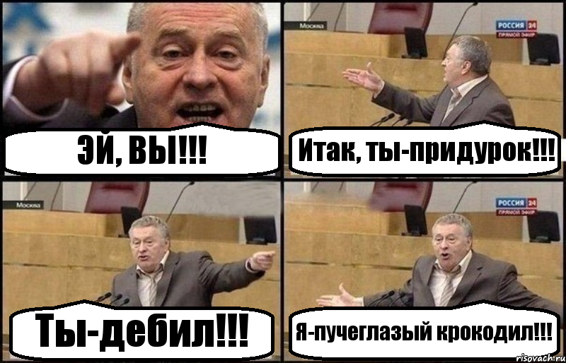 ЭЙ, ВЫ!!! Итак, ты-придурок!!! Ты-дебил!!! Я-пучеглазый крокодил!!!, Комикс Жириновский