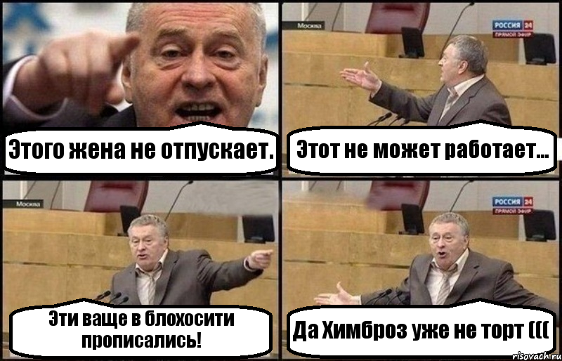 Этого жена не отпускает. Этот не может работает... Эти ваще в блохосити прописались! Да Химброз уже не торт (((, Комикс Жириновский