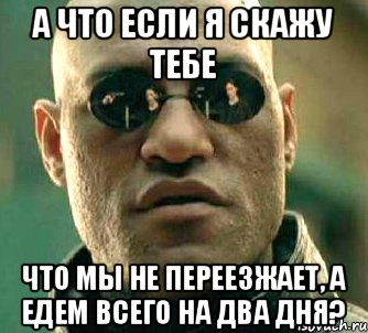 А что если я скажу тебе Что мы не переезжает, а едем всего на два дня?, Мем  а что если я скажу тебе