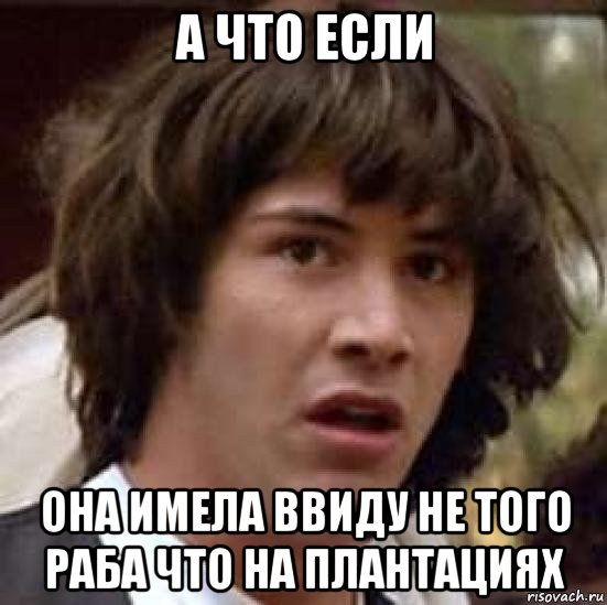 а что если она имела ввиду не того раба что на плантациях, Мем А что если (Киану Ривз)