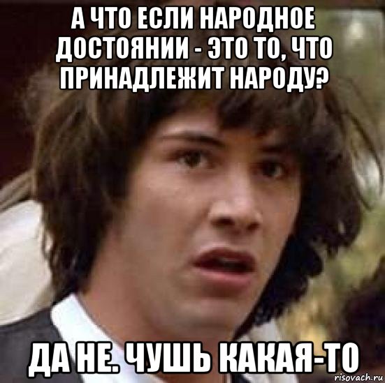 а что если народное достоянии - это то, что принадлежит народу? да не. чушь какая-то, Мем А что если (Киану Ривз)