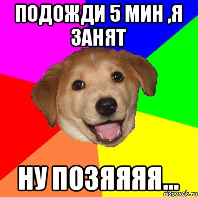 Подожди 5 мин ,я занят Ну позяяяя..., Мем Advice Dog