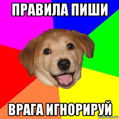 правила пиши врага игнорируй, Мем Advice Dog