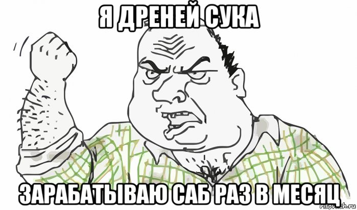 я дреней сука зарабатываю саб раз в месяц