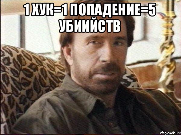 1 ХУК=1 ПОПАДЕНИЕ=5 УБИИЙСТВ , Мем чак норрис