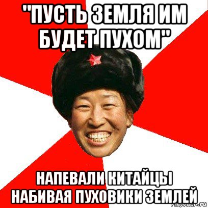 "пусть земля им будет пухом" напевали китайцы набивая пуховики землей