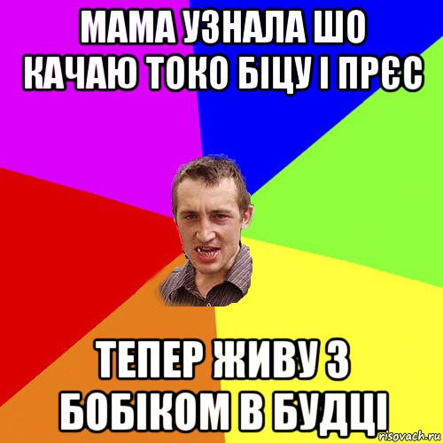 Мама узнала шо качаю токо біцу і прєс Тепер живу з бобіком в будці, Мем Чоткий паца