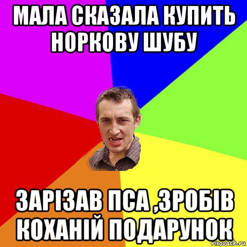 мала сказала купить норкову шубу зарізав пса ,зробів коханій подарунок, Мем Чоткий паца