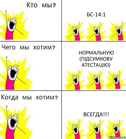 БС-14:1 Нормальную (Підсумкову атестацію) Всегда!!!, Комикс Что мы хотим