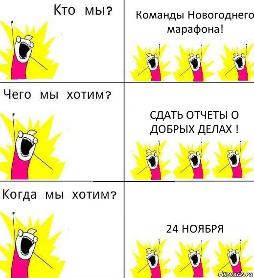 Команды Новогоднего марафона! Сдать отчеты о добрых делах ! 24 ноября, Комикс Что мы хотим